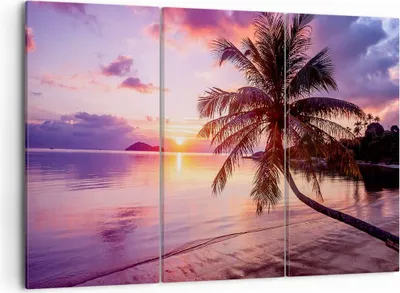 Produktbild von Bild auf Leinwand - Leinwandbild - Strand Meer Palme - 105x70cm - Wand Bild - Wanddeko - Wandbilder - Leinwanddruck - Bilder - Kunstdruck - Wanddekoration - Leinwand bilder - Wandkunst - CE105x70-3912