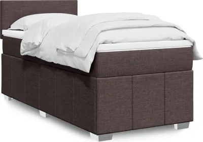 Produktbild von Design Boxspringbett mit Matratze Dunkelbraun 90x200 cm Stoff, Klassische Betten Neu