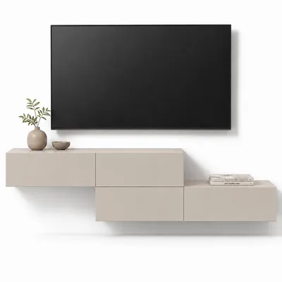 Produktbild von WEST TV-Lowboard 2x 160cm, wandhängend, mit Stauraum, versetzt montierbar, Kaschmir