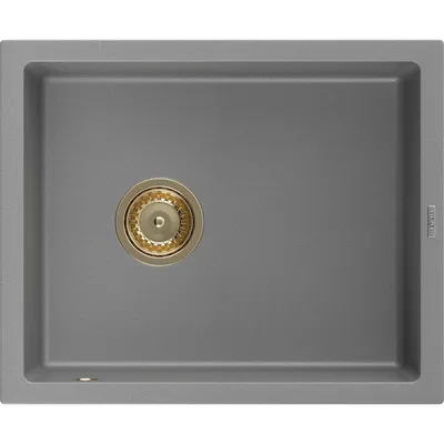 Obrázek produktu pro Mexen Pedro 1-miskový granitový dřez 560 x 460 mm, Šedá, sifon Zlatá - 6508561000-71-G