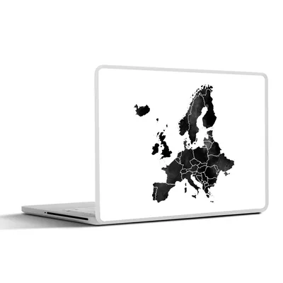 Produktbild von MuchoWow® Laptop Aufkleber Sticker Cover Eurocard in dunkler Aquarellfarbe - schwarz und weiß 30x22 cm - Laptop-Sticker