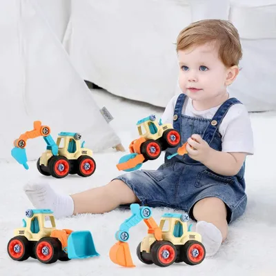 Produktbild von Montagespielzeug Baufahrzeuge - Auto, Lkw, Bagger - Lernspielzeug für Kinder von 3 bis 6 Jahren