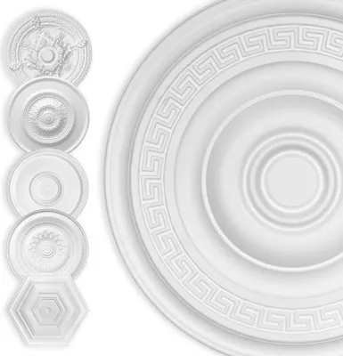 Produktbild von HEXIM Stuckrosette Styropor EPS weiß, Deckenrosette rund & eckig, Innendekor für Decke & Wand, Steckrosette Verzierung Decke Ornamente Wohnzimmer Dekorbau (60cm Antik)