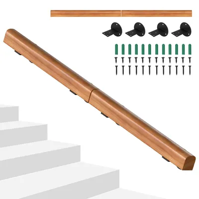 Produktbild von Eikuavons Wandhandlauf Kiefernholz 120 cm, Ø5 cm, verbindbar zu einem Handlauf, rutschhemmender Treppenhandlauf für Flur Bad