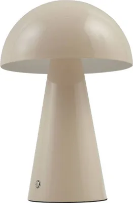 Produktbild von Lindby LED-Akkutischlampe Nevijo, beige, Ø20cm, USB, Dimmer