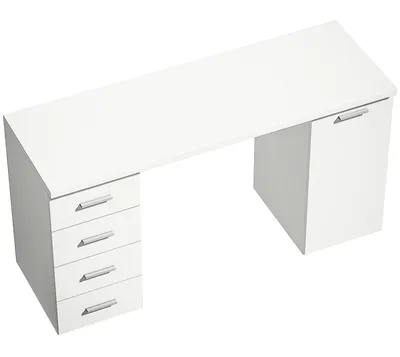 Obrázek produktu pro Počítačový stůl se 4 zásuvkami a skříňkou, 140 cm | Barva: bílá | Rozměry: 140 x 48 x 75 cm