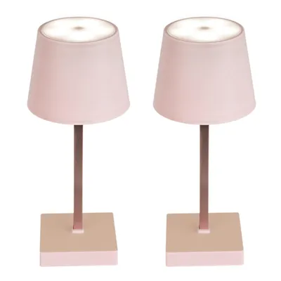 Produktbild von 2er Set Tischleuchte mit Touchfunktion Warmweiß USB Nachttischlampe Rosa Aufladbar Helligkeit regulierbar Schreibtischlampe Dimmbar