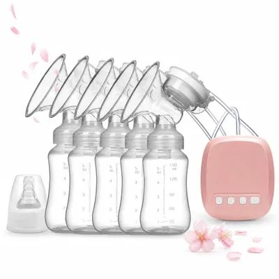 Produktbild von Doppelmilchpumpe Elektrische DoppelMilchpumpe, mit 2 Modi und 9 Stufen,wiederaufladbare, Rosa