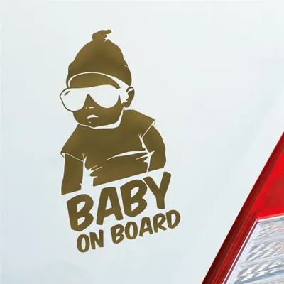 Produktbild von Auto Aufkleber Baby an Board Baby an Bord 19x10 cm Gold Sticker Heckscheibenaufkleber
