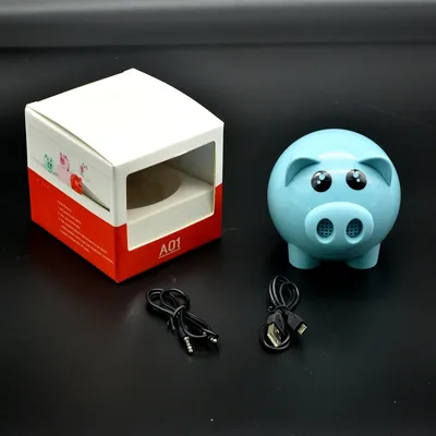 Image de Hauteparleur Bluetooth Pig mignon sans fil - Bleu