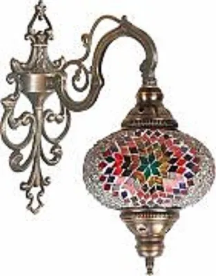 Immagine prodotto di Lampada da parete orientale – Lampada a mosaico realizzata a mano in Turchia – Ø 20 cm, altezza 28 cm, LED E14 incluso