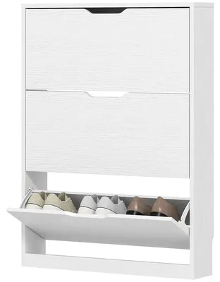Produktbild von HOMCOM Schuhschrank mit 3 Klappen, Schuhregal, Schuhkipper Schmal für 9-12 Paar