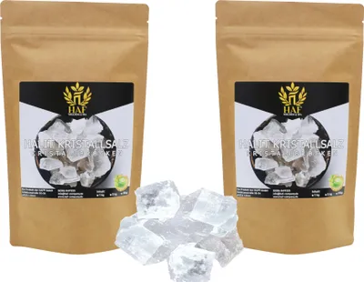Produktbild von HAF Weiße Salzbrocken 2 kg | Grobe Steinsalz Brocken ohne Zusätze und naturbelassen aus der Salt Range in Pakistan | Salzsteine | Solebrocken