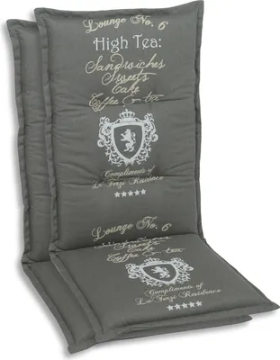 Produktbild von GO-DE Textil, Sesselauflage Mittellehner, 2er Set, Farbe: grau, Maße: 108 cm x 50 cm x 7 cm, Rueckenhoehe: 60 cm