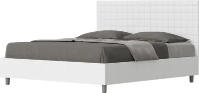 Produktbild von ITYHOME - Bett ohne Lattenrost 160x200 Bettgestell Esche weiß Bett-Kopfteil mit Kunstlederbezug Weiß Burmy