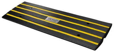 Produktbild von VEVOR Bordsteinrampe, 6,6 cm Erhöhung Gummifahrbahnrampe, Schwerlast 14999,8 kg Tragfähigkeit Schwellenrampe, Bordsteinbrückenrampe für Ladebucht Garagen Gehweg, Erweiterbares vollständiges Rampenset, 1