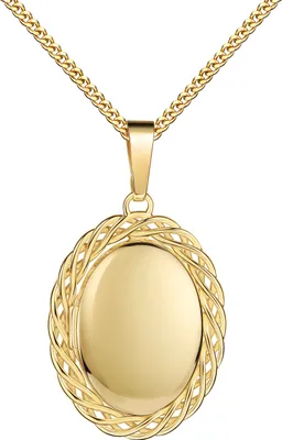 Produktbild von Amulett Medaillon Gold 585 Ornament-Rand Verzierung AmulettAnhänger f. 2 Bilder + Kette 45 cm