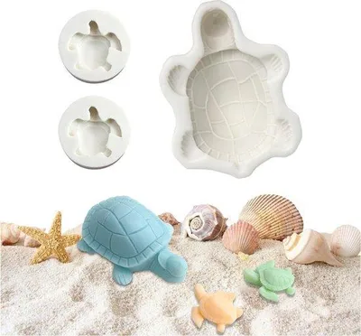 Produktbild von Silikon-Schalenformen - 3-teilige Schildkrötenshape - Epoxy-Härteform - Süßigkeitenbackform - für Süßigkeiten und Desserts
