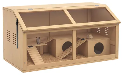 Produktbild von PawHut Kleintierkäfig aus Holz, Kleintierstall mit Hängebrücke, Leitern, Hütte