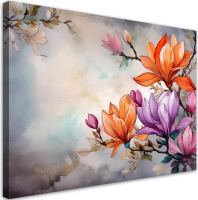 Produktbild von Leinwandbild Aquarell Blume Abstraktion 120x80 Feeby Bunt bild für die wand bereit zum aufhängen