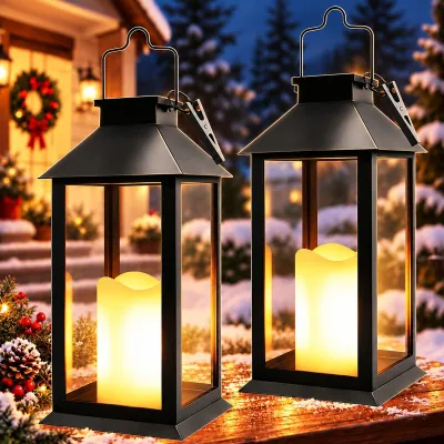 Solar-Laternen mit Flammeneffekt, 2 Stück, für Garten & Terrasse