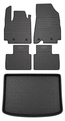 Image de Tapis en caoutchouc + bac de coffre pour Renault Arkana 2021- (plancher bas) – 5 pièces, noirs, sur mesure