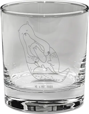Produktbild von Mr. & Mrs. Panda Whiskyglas Otter Kind - Transparent - Geschenk, Baby, Mutter, Familie, Whiskeyglas, Geburt, Whisky Tumbler, Seeotter, Whiskey, Glas, Mama