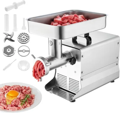 Produktbild von Kommerzieller Elektrischer Fleischwolf - 9,53 kg/min - Wurstfüller - 1100W - Hochleistungs-Fleischverarbeitung - für Gastronomie und Fleischerei