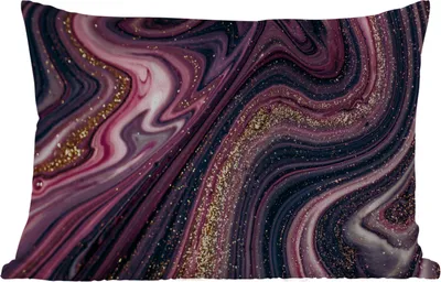 Produktbild von MuchoWow® Outdoor Kissen - Marmoroptik - Rosa - Lila - Gold - Luxus - Marmor - 60x40 cm - Wetterfest - Lounge Kissen - Zierkissen - Kissen für Innenräume