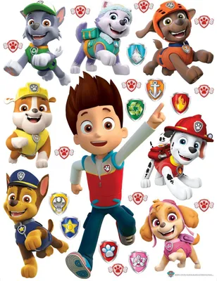 Produktbild von Sanders & Sanders Wandtattoo PAW Patrol Rot, Gelb und Grün - 600175 - 65 x 85 cm