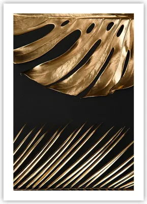 Produktbild von Poster - Poster ohne Rahmen - Golden Blatt Monstera - 50x70 cm - Wand Bild - Wanddeko - Wandbilder - Kunstposter - Wandposter - Bilder - Kunstdruck - Wanddekoration - Wandbild - P2XPA50x70-5028