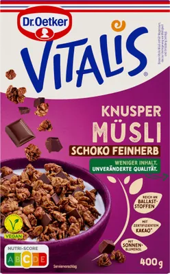 Produktbild von Dr. Oetker Vitalis Knuspermüsli Schoko feinherb Packung 400g