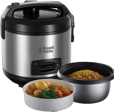 Produktbild von Russell Hobbs Reiskocher 1,2l Dampfgaraufsatz Warmhaltefunktion Edelstahl schwarz