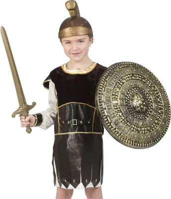 Produktbild von Römer Gladiator Kinderkostüm - Braun Gold | Tunika für Jungen Größe: 116