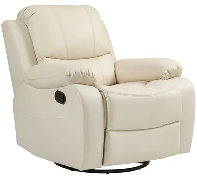 Productafbeelding van Relaxfauteuil, verstelbare rugleuning en voetensteun, draaifunctie, tot 150 kg, stalen frame, 93x100x98 cm, crèmewit