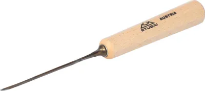 Image de STUBAI Ciseau à bois série 52 - forme 71 | aiguisé d'un côté 1 mm, avec manche en bois, pour surfaces lisses, pour dégrossir, sculpter des entailles et des reliefs, pour travailler le bois avec précision
