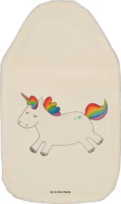 Produktbild von Mr. & Mrs. Panda Wärmflasche Einhorn Happy - Weiß - Geschenk, Witzig, Flauschige, Unicorn, wärmebeutel, Lächeln, mit Bezug, Wärmekissen, Wärmflaschen, Lebensfreude
