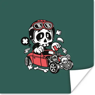 Produktbild von MuchoWow® Poster Auto - Oldtimer - Totenkopf 50x50 cm - Wohnzimmerdekoration
