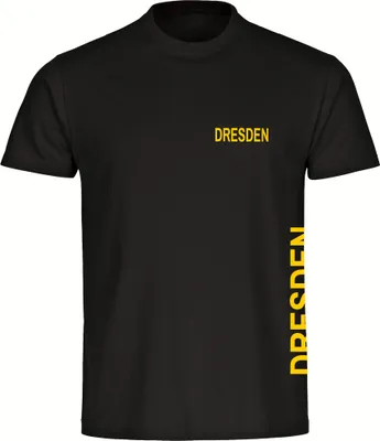 Produktbild von multifanshop Kinder T-Shirt - Dresden - Brust & Seite, schwarz, Größe 140