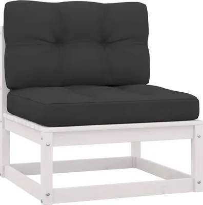 Produktbild von vidaXL 2-tlg. Garten-Lounge-Set mit Kissen Weiß Kiefer Massivholz