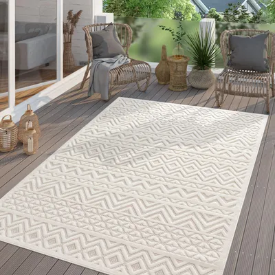 Produktbild von TT Home In-& Outdoor Teppich Wetterfest Balkon Küche Wohnzimmer Boho Skandi Design Größe 140x200 cm