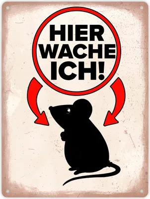 Produktbild von Hier wache ich Metallschild XL in 21x28 cm mit Maus Silhouette