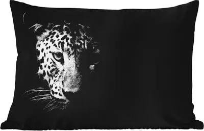 Produktbild von MuchoWow® Outdoor Kissen - Panther - Wildtiere - Schwarz und weiß - Tiere - 50x30 cm - Wetterfest - Lounge Kissen - Sofa kissen - Wohnzimmer Dekoration