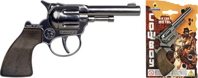 Immagine prodotto di Pistola da cowboy Cuco 14cm in metallo su cartoncino