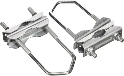 Imagen del producto de Abrazadera doble, galvanizada, con una abertura de 60 mm, paquete de 2 unidades, para balcones y jardines