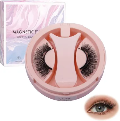 Produktbild von Magnetische Wimpern Natürlich Look Set mit Applikator & Spiegel Box, Magnetwimpern Ohne Kleber Wiederverwendbar, 3D Künstliche Wimpern Magnetisch für Anfänger, 8-14mm C-Curl Soft-Magnet Lashes