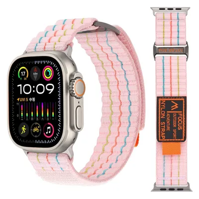 Produktbild von Für Apple Watch Series 11 10 46mm / 9 8 7 45 / 6 SE 5 4 44mm Zweiteiliges Nylonarmband mit Klettverschluss Rosa