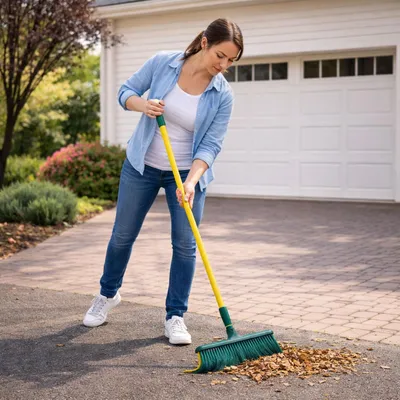 Produktbild von Krallenbesen 35cm Teleskopstiel gebogene Borsten Gartenbesen Kehrbesen