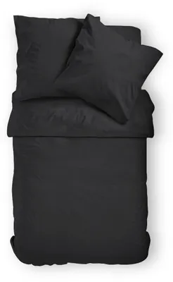 Produktbild von Uni Bettwäsche Schwarz Mikrofaser 2 teilig 135x200 80x80 cm