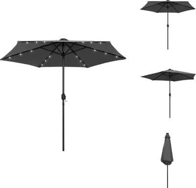 Image de vidaXL Parasol avec lampes LED & mât en aluminium 270 cm Anthracite - Parasols & Protection solaire